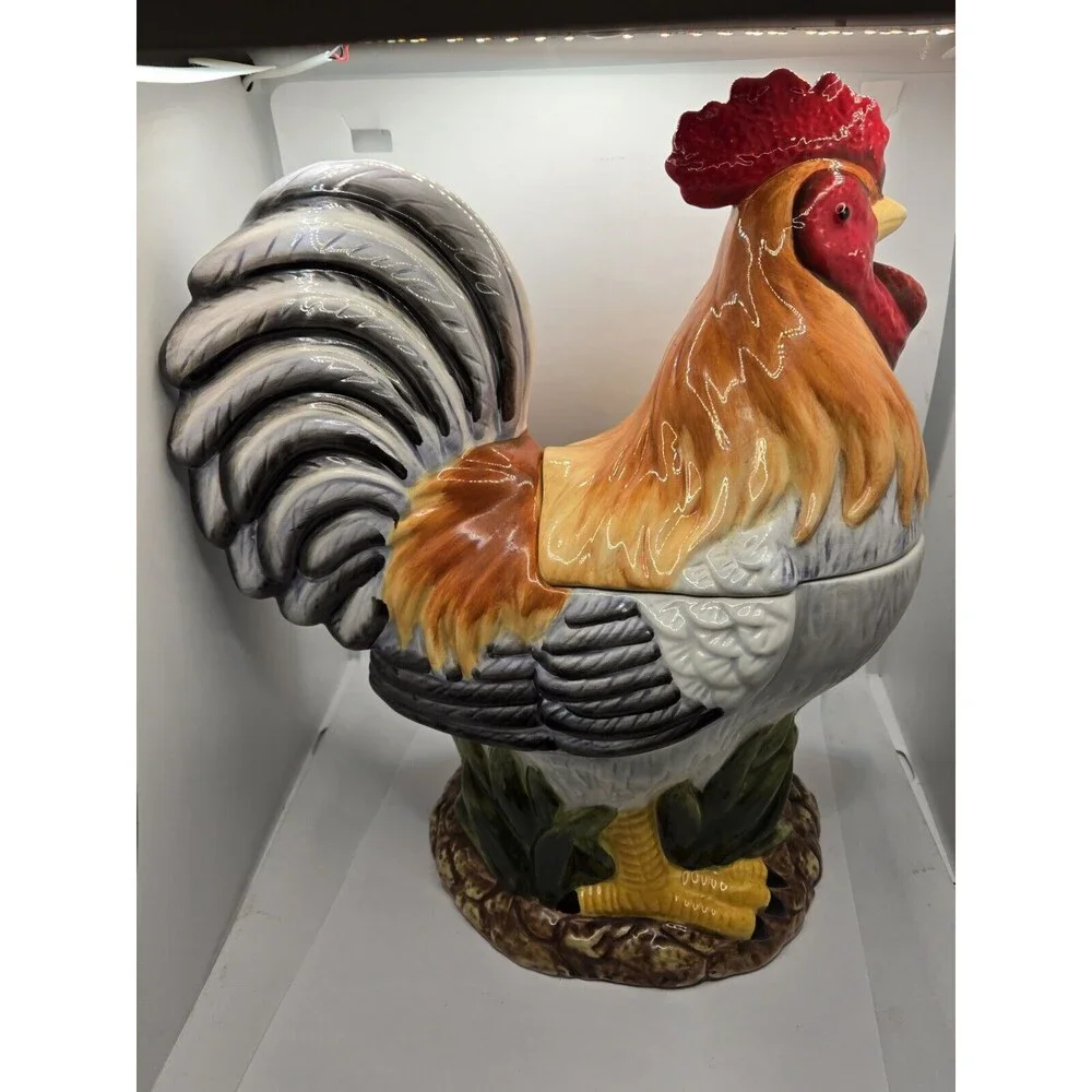 Vintage Jeffrey Banks David's Cookies Rooster Cookie Jar Canister